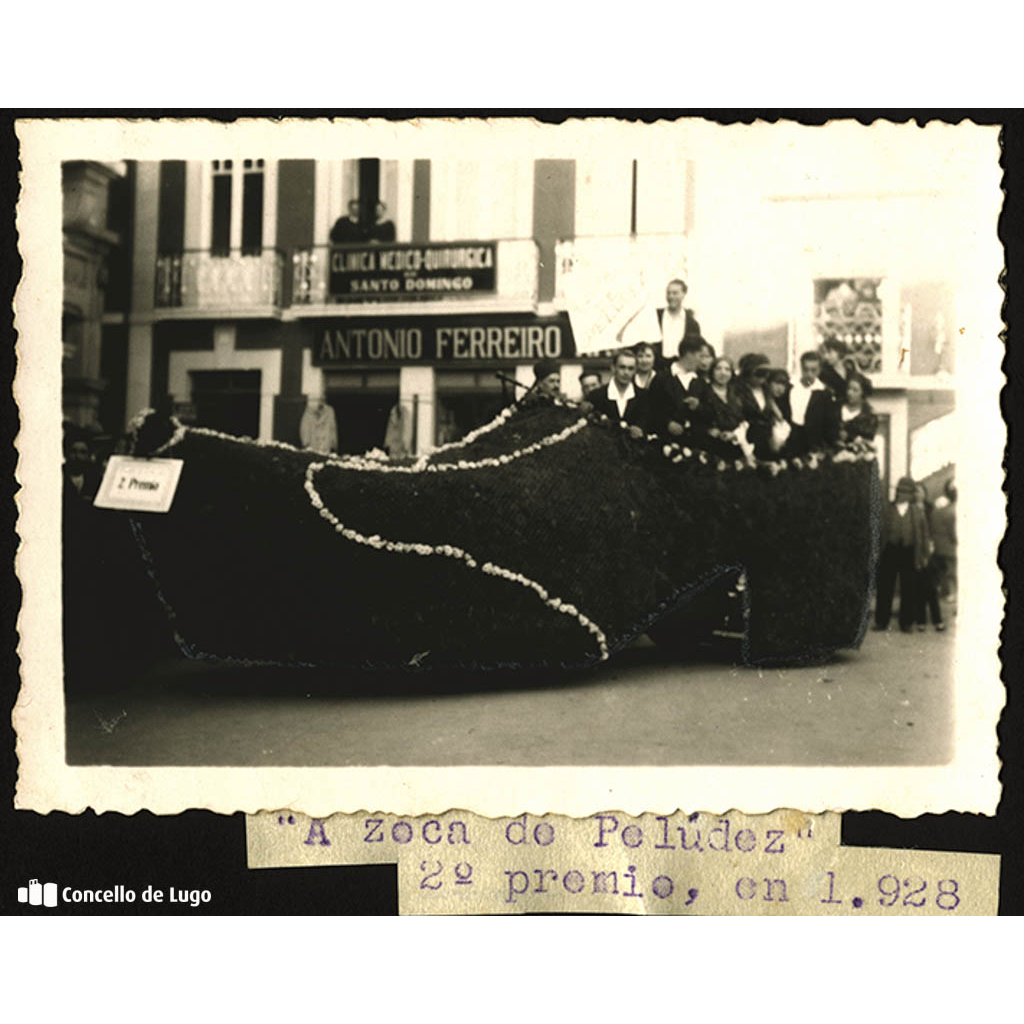 A zoca de Pelúdez, 2º premio, en 1928. Concurso de carrozas do San Froilán