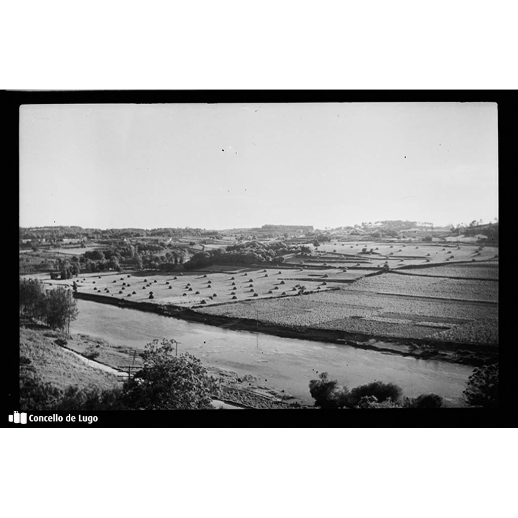 Río Miño. Paisaxe fluvial. Vista de leira