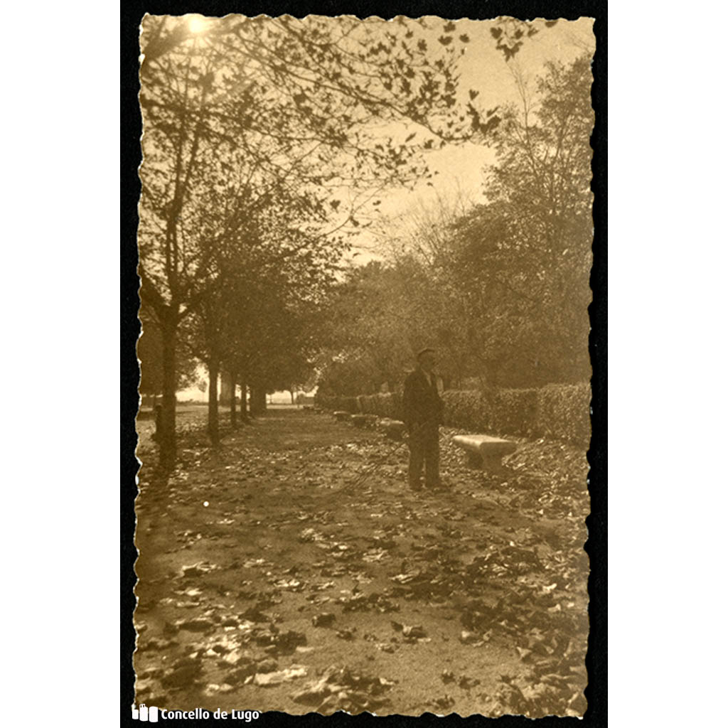 Parque Rosalía de Castro de Lugo, paseo con bancos